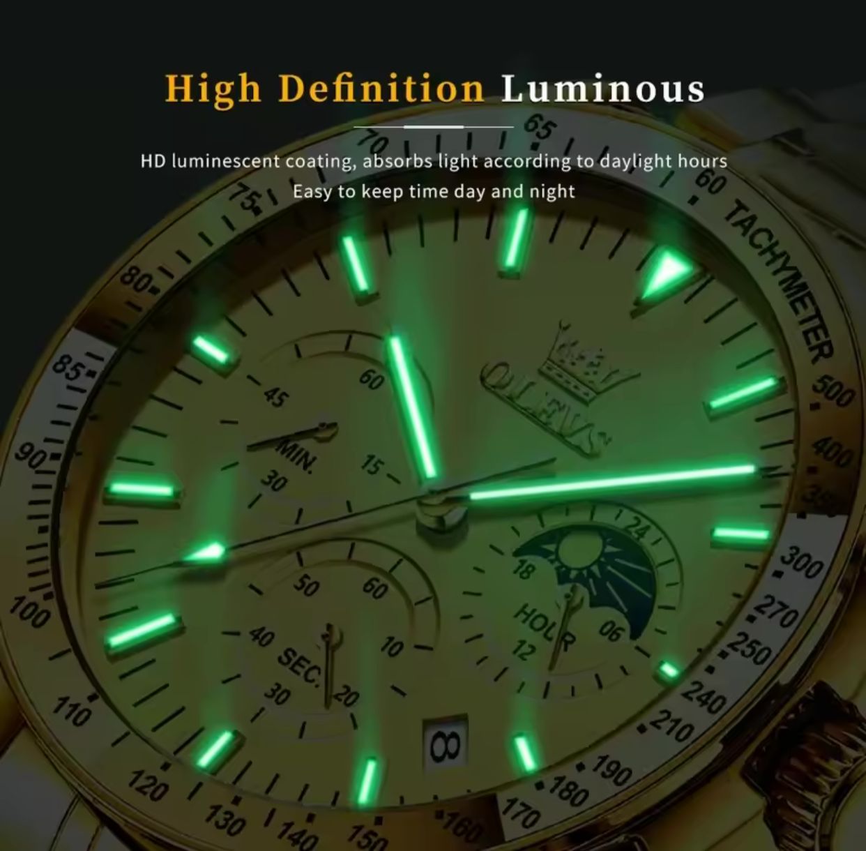 Fashion Luxury Quartz Movement OLEVS 3618 For Men's Watch 30M Life Waterproof Wrist Luminous Hands Auto Date Chronograph Watch
