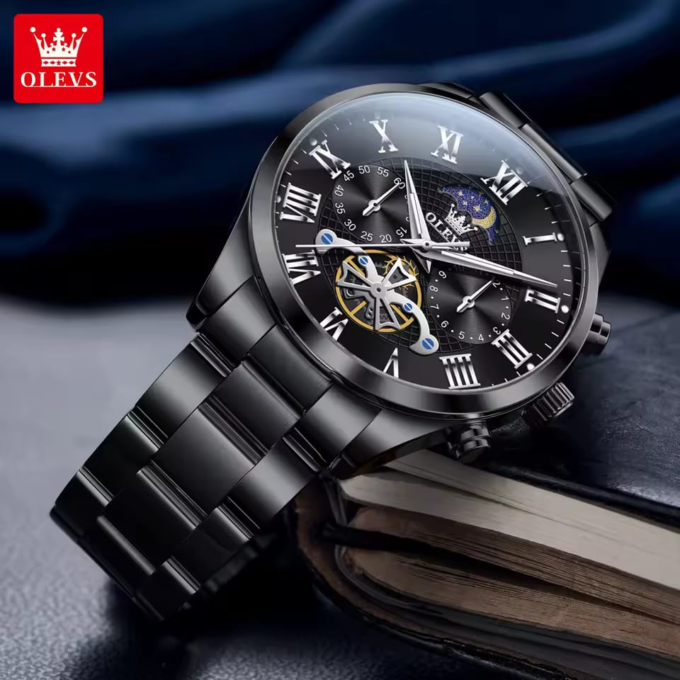 Luxury Men Quartz Chronograph Watch OLEVS 3640 Waterproof Leather Band Fashion Business Sport