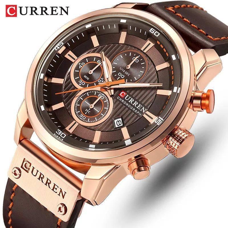 CURREN Brand Watch Men Leather Sports Watches Men's Quartz Wristwatch Chronograph Male Clock 8291