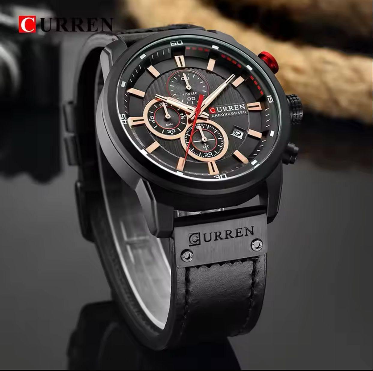 CURREN Brand Watch Men Leather Sports Watches Men's Quartz Wristwatch Chronograph Male Clock 8291