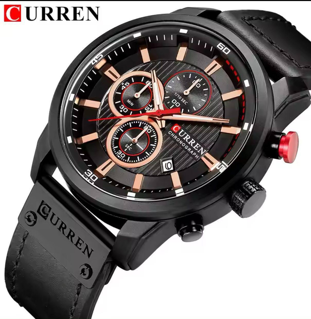CURREN Brand Watch Men Leather Sports Watches Men's Quartz Wristwatch Chronograph Male Clock 8291