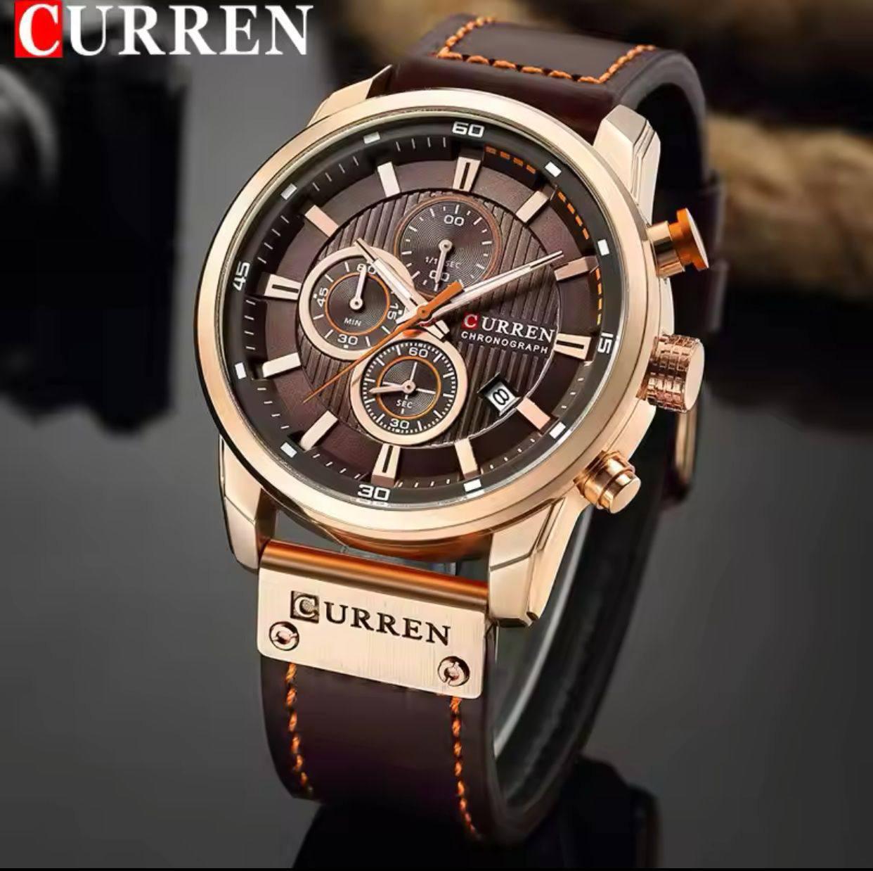 CURREN Brand Watch Men Leather Sports Watches Men's Quartz Wristwatch Chronograph Male Clock 8291