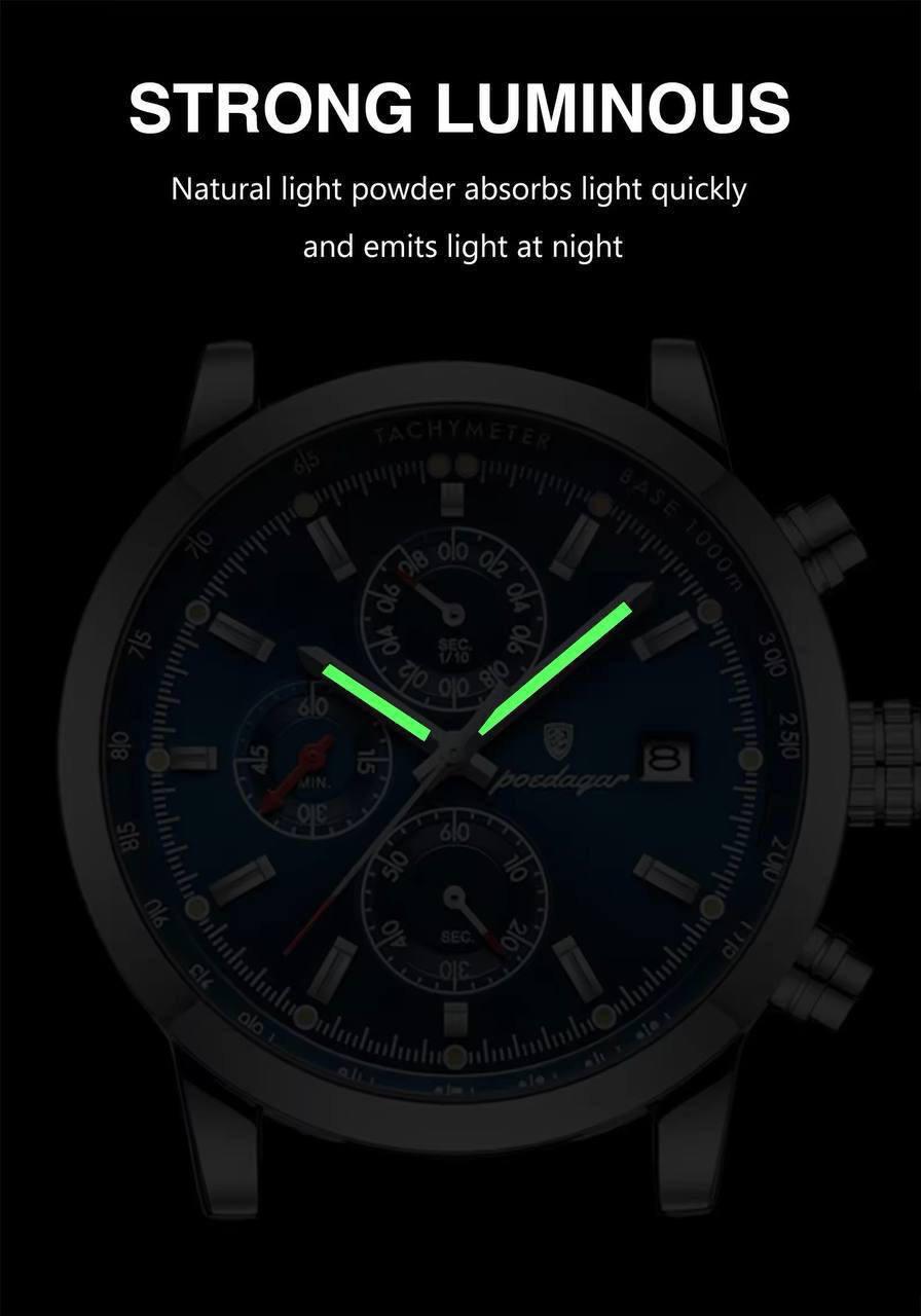2025 Top Sale POEDAGAR 932 Men's Watches Wholesale Fashion Trend Quartz Wristwatch Original Waterproof Leather Watch For Man