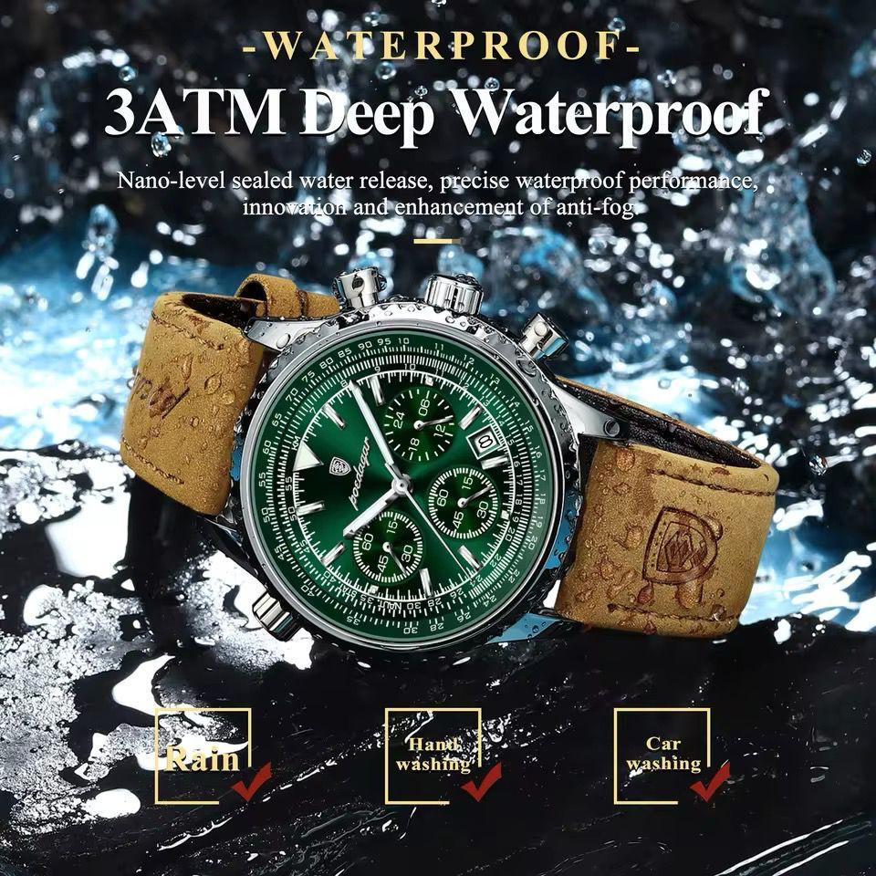 Hot Sales POEDAGAR 960 Luxury Man Watches Quartz Waterproof Luminous DAYS Chronograph Leather Men Wristwatch Sports