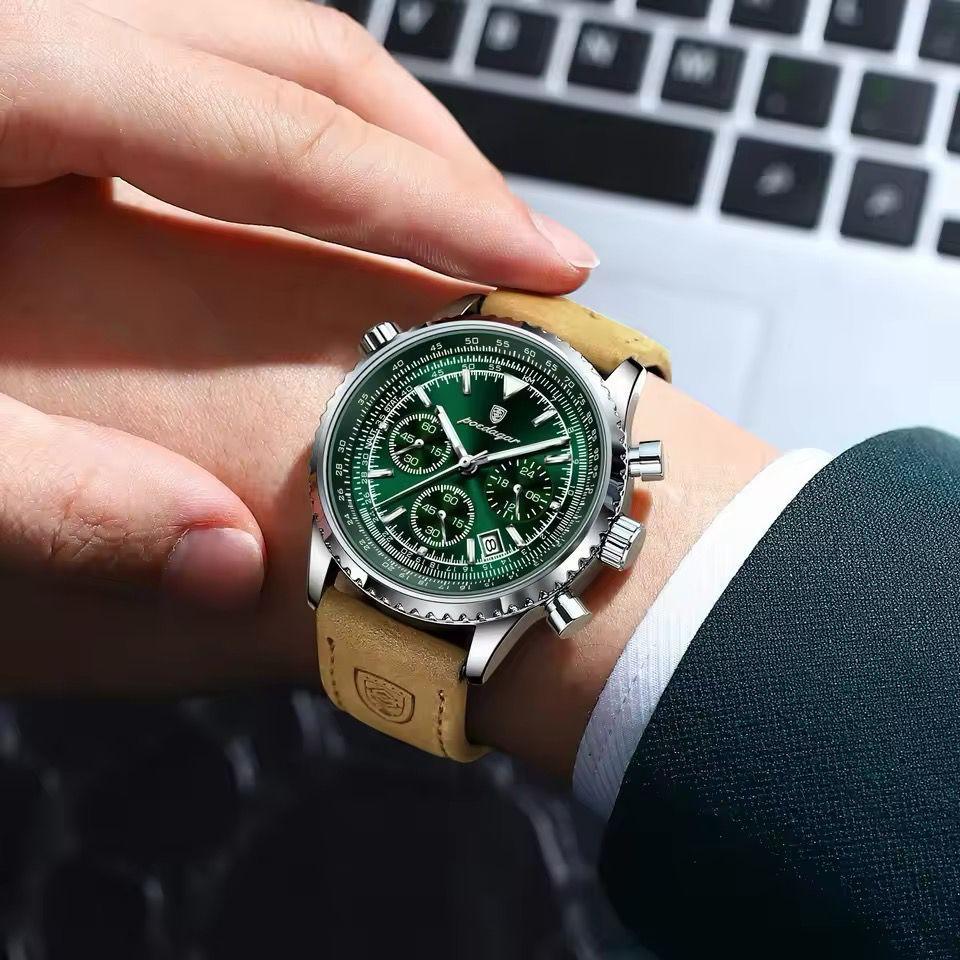 Hot Sales POEDAGAR 960 Luxury Man Watches Quartz Waterproof Luminous DAYS Chronograph Leather Men Wristwatch Sports