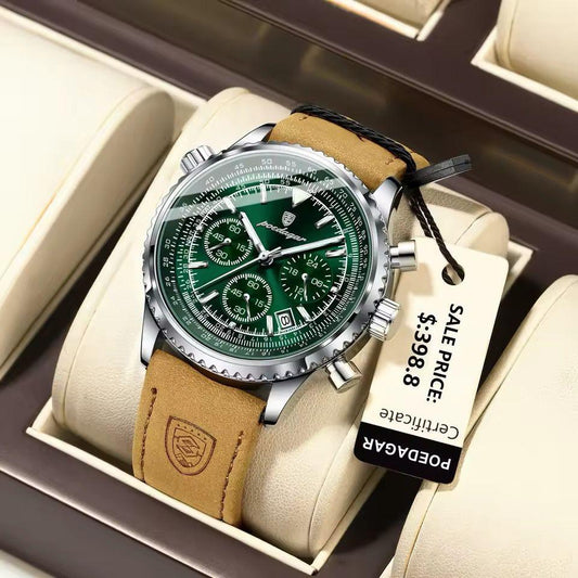 Hot Sales POEDAGAR 960 Luxury Man Watches Quartz Waterproof Luminous DAYS Chronograph Leather Men Wristwatch Sports