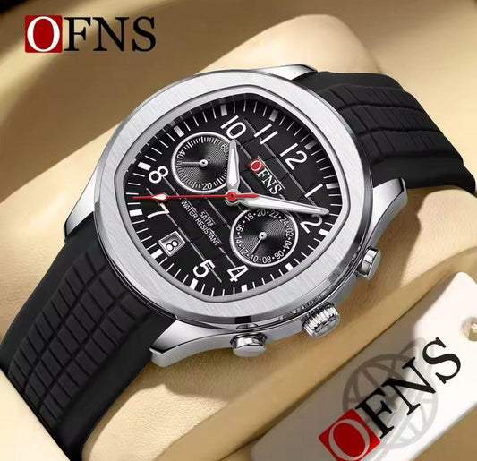 OFNS Top Brand 8020 Casual Men's Quartz Watches Double Eyes Five Needle Calendar Waterproof Men Watches Fashion 2024