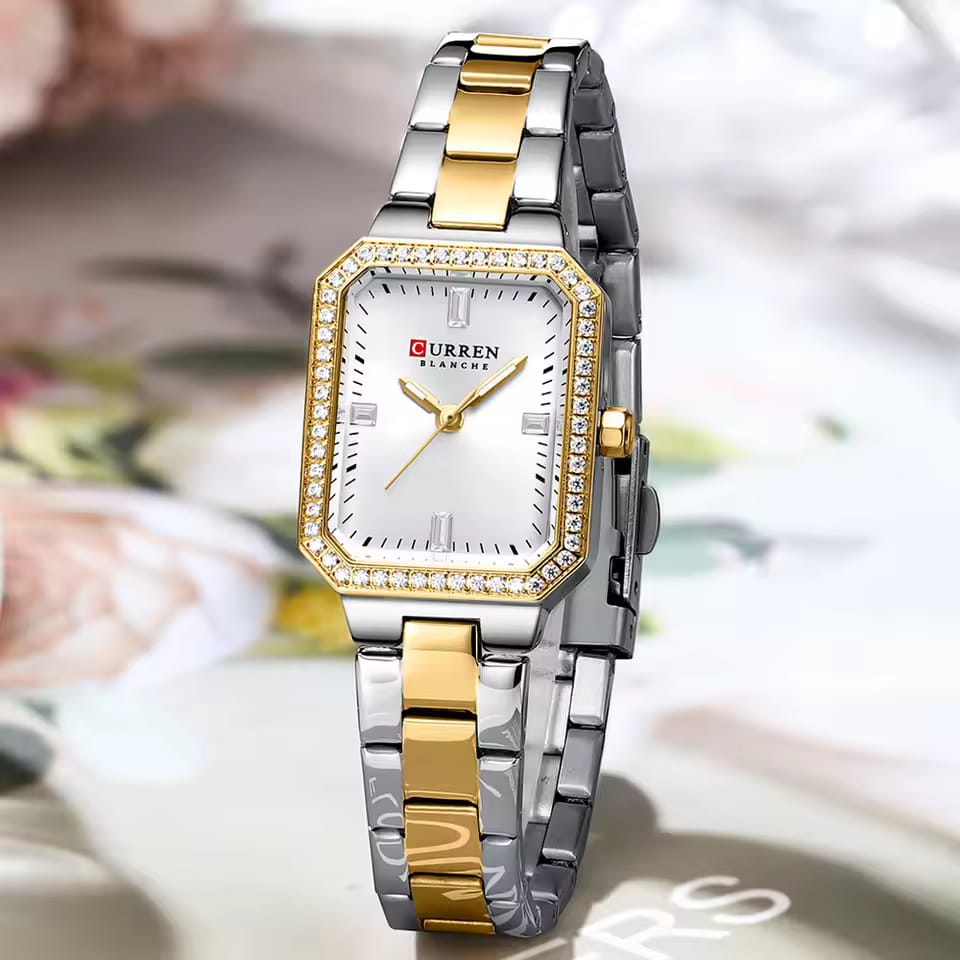 CURREN 9102 Square Watches Stainless Steel Waterproof Original Quartz Watch Women Fashion Elegant Ladies Diamonds Wristwatch