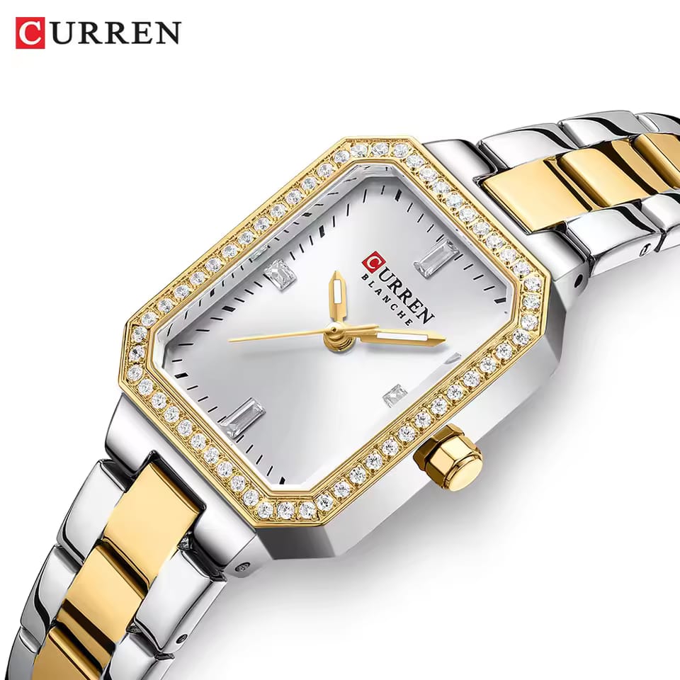 CURREN 9102 Square Watches Stainless Steel Waterproof Original Quartz Watch Women Fashion Elegant Ladies Diamonds Wristwatch