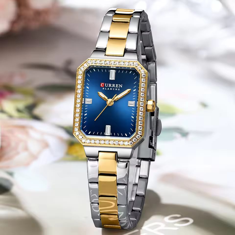 CURREN 9102 Square Watches Stainless Steel Waterproof Original Quartz Watch Women Fashion Elegant Ladies Diamonds Wristwatch