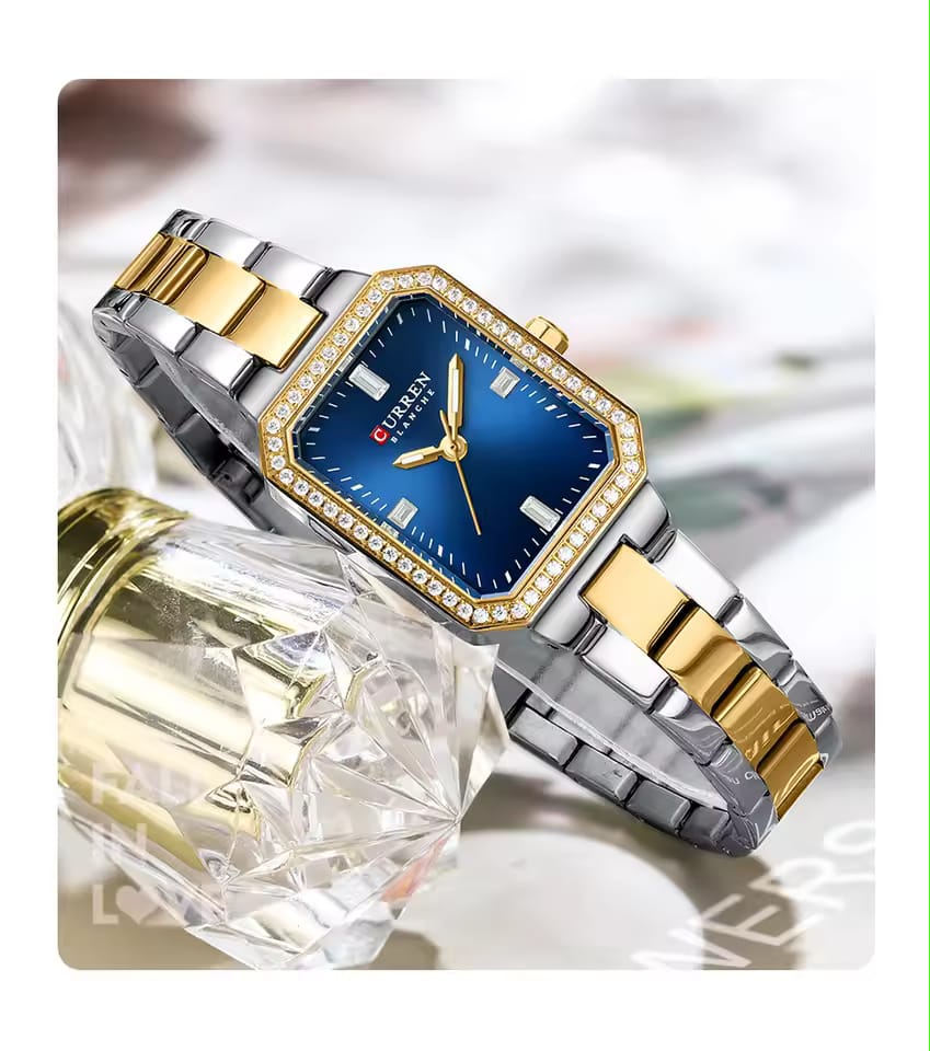 CURREN 9102 Square Watches Stainless Steel Waterproof Original Quartz Watch Women Fashion Elegant Ladies Diamonds Wristwatch