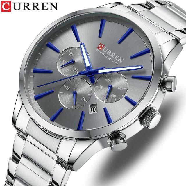 2025 New Curren 8435 Man WristWatch Black Stainless Steel Sport Male Clock Waterproof Chronograph Men Watch