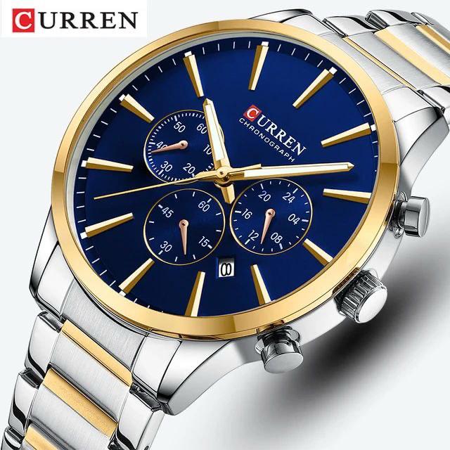 2025 New Curren 8435 Man WristWatch Black Stainless Steel Sport Male Clock Waterproof Chronograph Men Watch