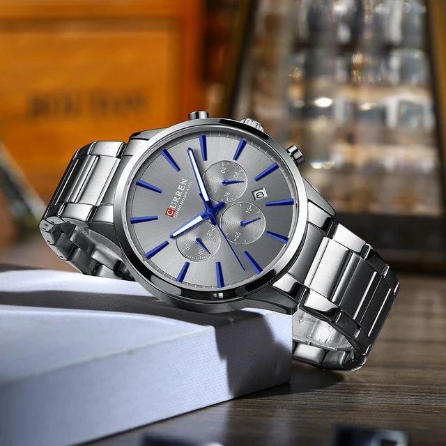 2025 New Curren 8435 Man WristWatch Black Stainless Steel Sport Male Clock Waterproof Chronograph Men Watch