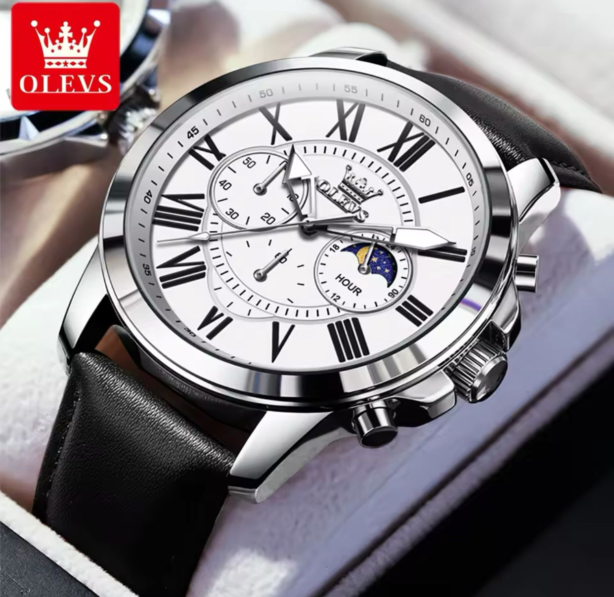 OLEVS 3632 Watch Men Casual Ladies Watches Top Brand Luxury Man Watch Leather Simple Dress Quartz Wristwatch Female Clocks