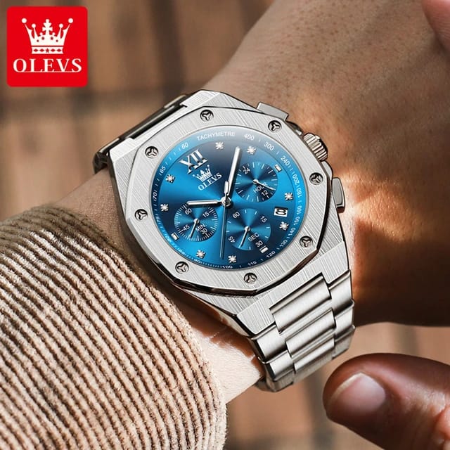 OLEVS 3626 Watches for Men Brand Multifunctional Chronograph Wristwatch Original Waterproof Luminous Quartz