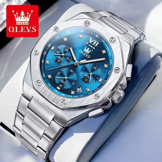 OLEVS 3626 Watches for Men Brand Multifunctional Chronograph Wristwatch Original Waterproof Luminous Quartz