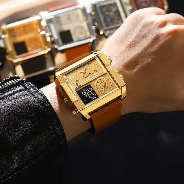 POEDAGAR 997 Luxury Wristwatch Rectangle Waterproof Luminous Day Week Men Watch Digital Multifunction Men's Watches