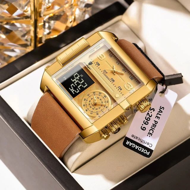 POEDAGAR 997 Luxury Wristwatch Rectangle Waterproof Luminous Day Week Men Watch Digital Multifunction Men's Watches