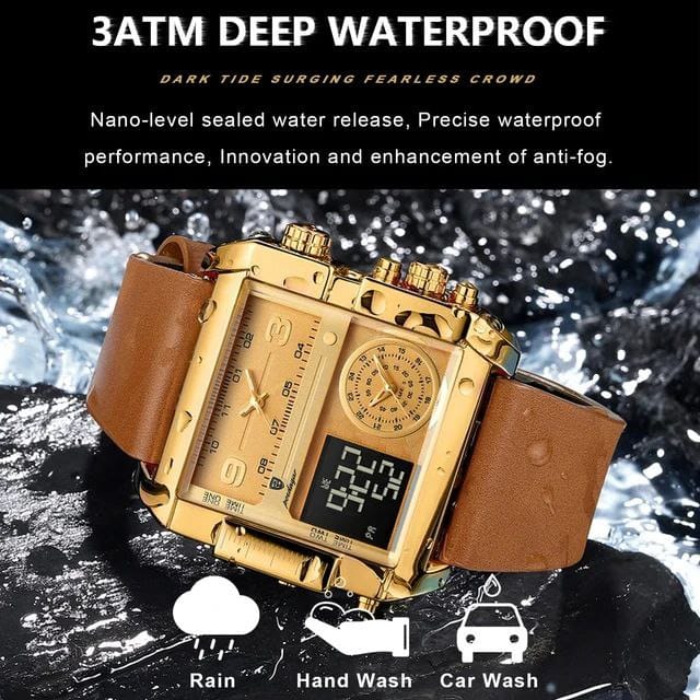 POEDAGAR 997 Luxury Wristwatch Rectangle Waterproof Luminous Day Week Men Watch Digital Multifunction Men's Watches