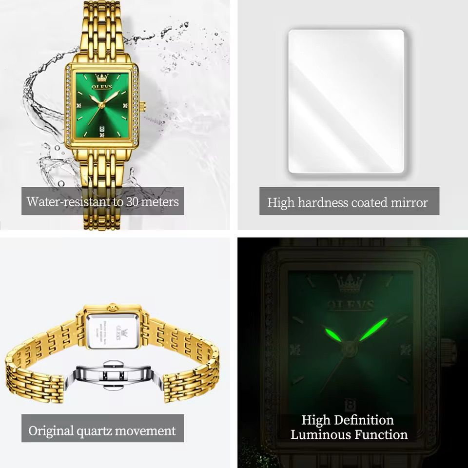 OLEVS 9995 Women Watch Diamond Luxury Wristwatch Elegant Female Gift Ladies Square Case Dial Minimalism Women Quartz Watches