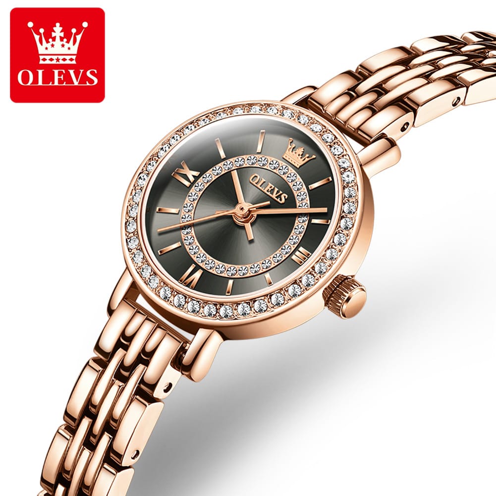 OLEVS Brand 5508 Ladies Watch Set Luxury Gold Steel Strap Quartz Heart Simple Fashion Waterproof Ladies Watch