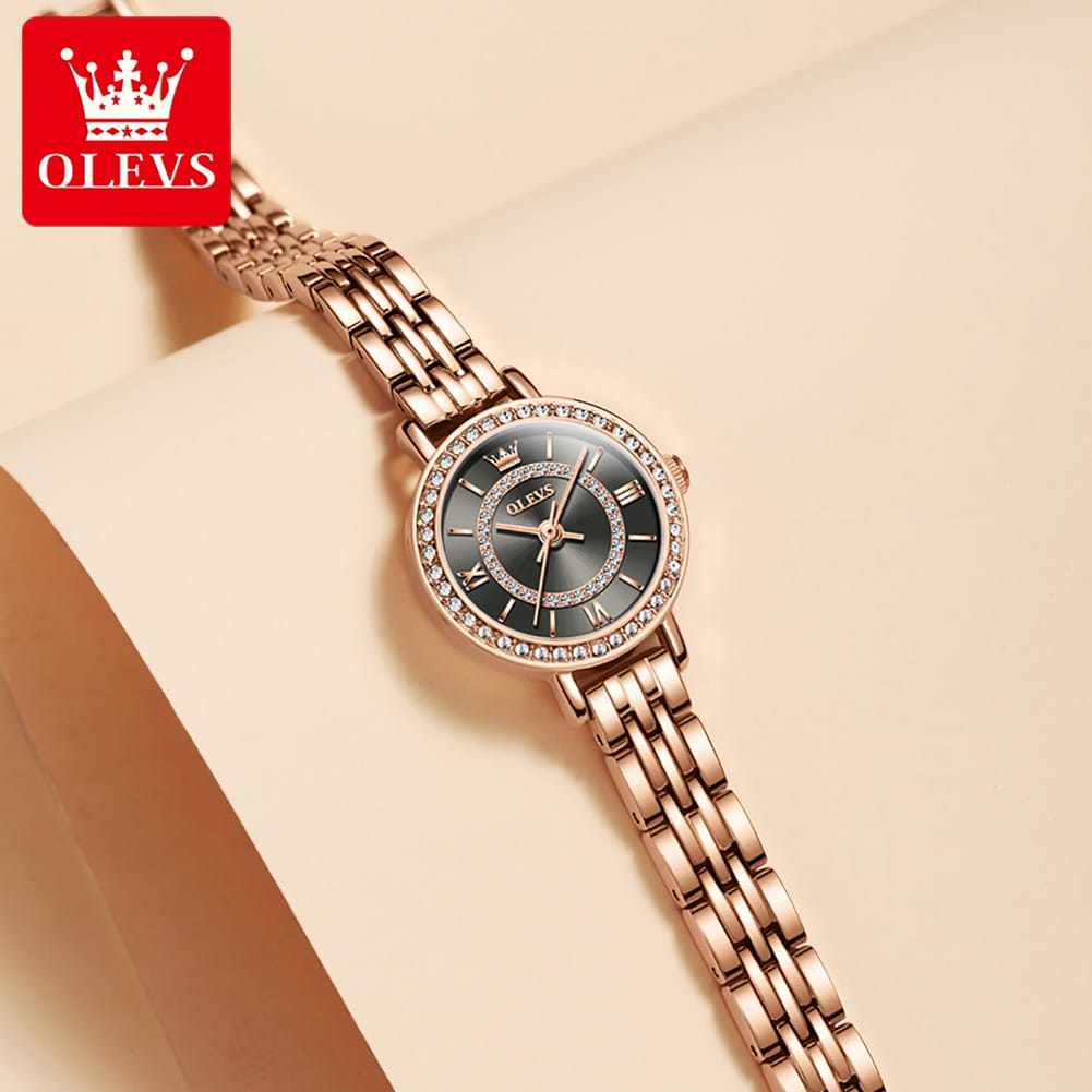 OLEVS Brand 5508 Ladies Watch Set Luxury Gold Steel Strap Quartz Heart Simple Fashion Waterproof Ladies Watch