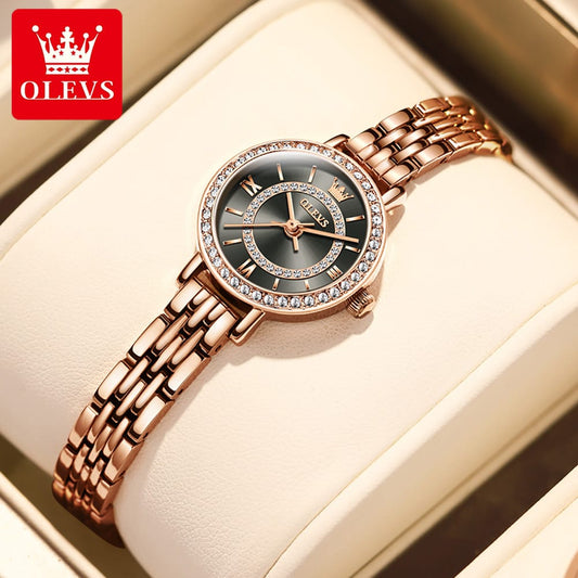 OLEVS Brand 5508 Ladies Watch Set Luxury Gold Steel Strap Quartz Heart Simple Fashion Waterproof Ladies Watch