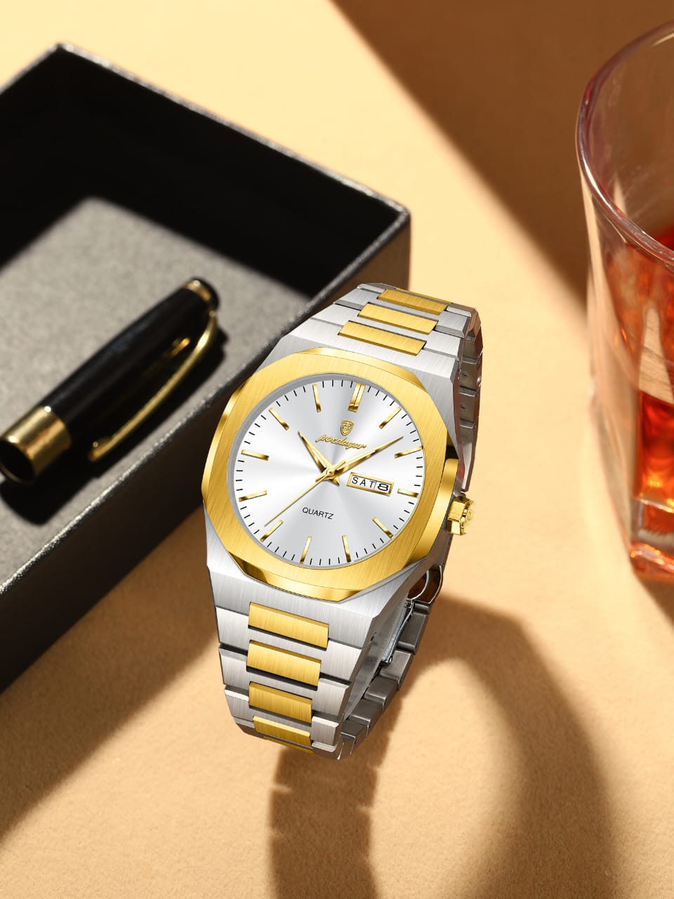 POEDAGAR 825 Top Luxury Men Clock Waterproof Luminous Calendar Man Wristwatch Sports Stainless Steel Quartz Men's Watches