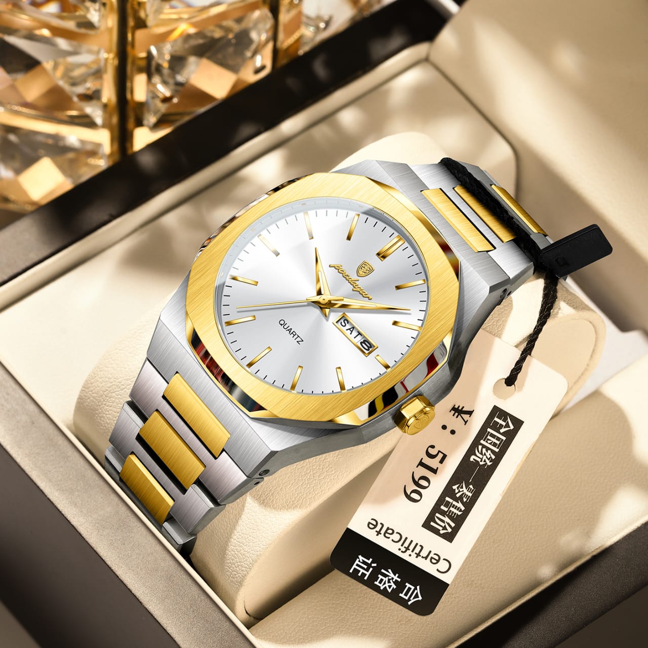 POEDAGAR 825 Top Luxury Men Clock Waterproof Luminous Calendar Man Wristwatch Sports Stainless Steel Quartz Men's Watches