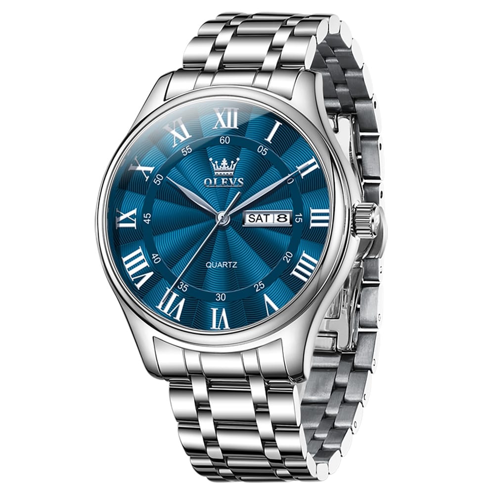 Olevs 3663 Original Waterproof Top Brand Watch Roman Scale Business Men Wristwatch Male's Dual Calendar Stainless Steel Watches