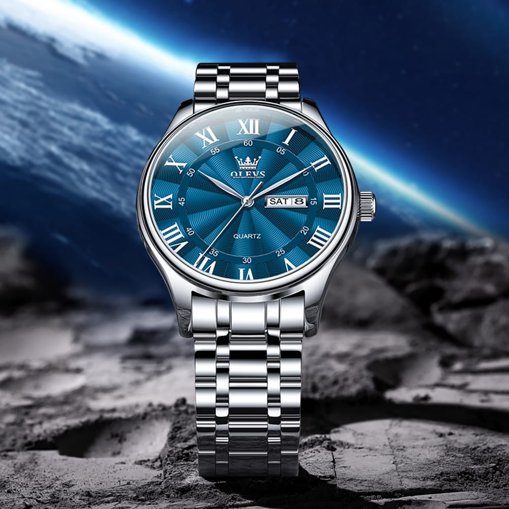 Olevs 3663 Original Waterproof Top Brand Watch Roman Scale Business Men Wristwatch Male's Dual Calendar Stainless Steel Watches