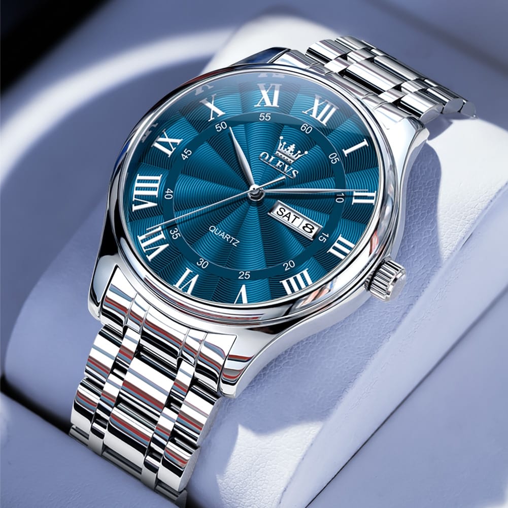 Olevs 3663 Original Waterproof Top Brand Watch Roman Scale Business Men Wristwatch Male's Dual Calendar Stainless Steel Watches