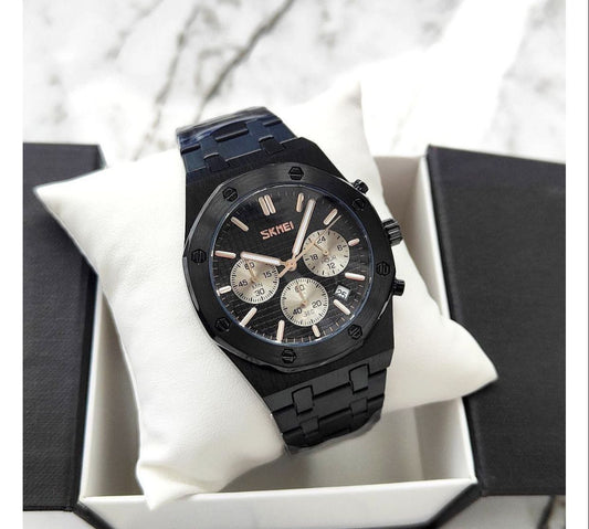 Luxury Skmei 9296 Stainless Steel Men Wrist Watch Waterproof Golden Watch Classic Business Wristwatch