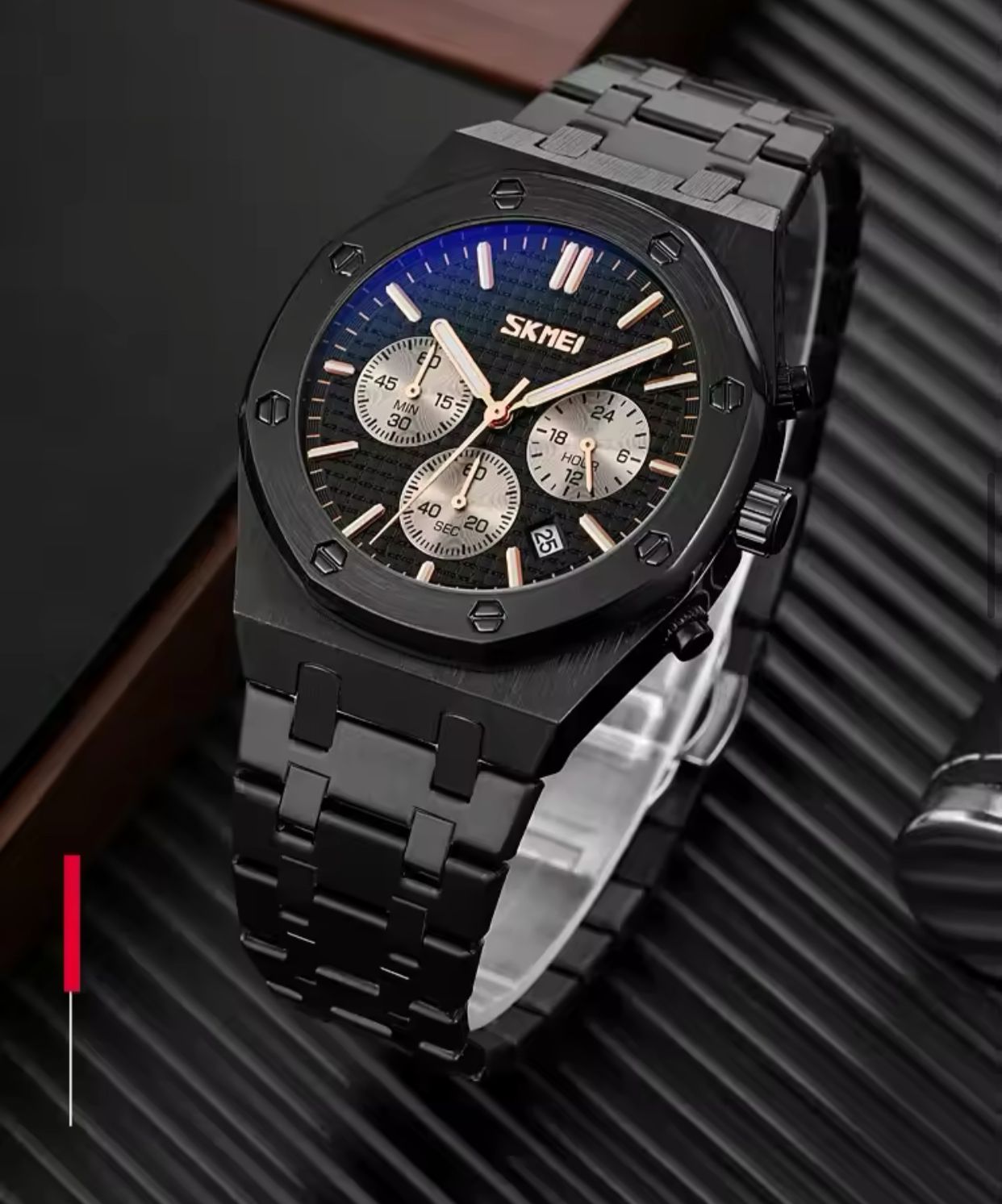 Luxury Skmei 9296 Stainless Steel Men Wrist Watch Waterproof Golden Watch Classic Business Wristwatch