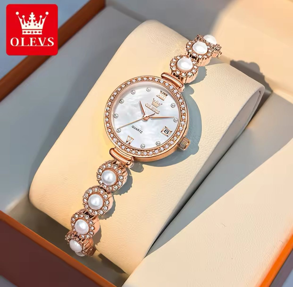 OLEVS 5635 Date Beauty Wristwatch Ladies Luxury Women Diamonds Watches Elegant Stainless Steel Strap Luminous Waterproof Watch