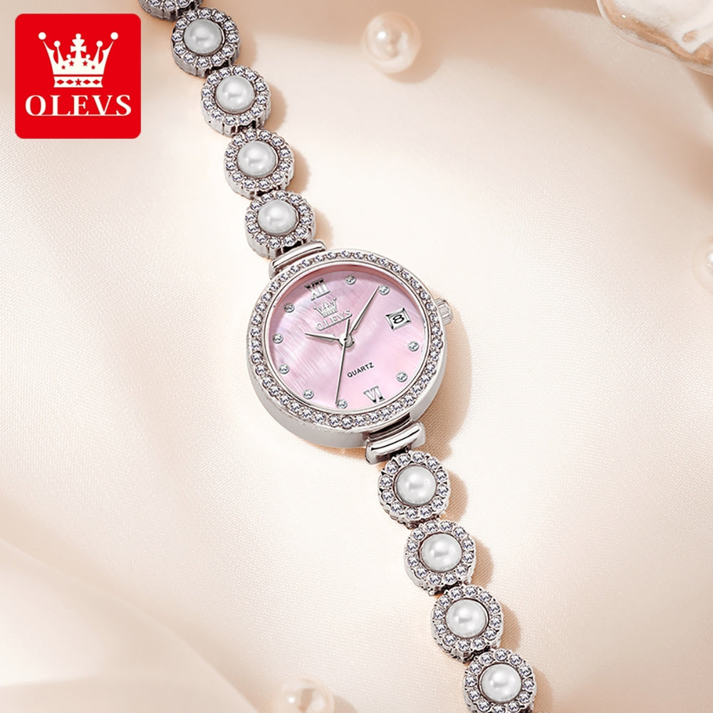 OLEVS 5635 Date Beauty Wristwatch Ladies Luxury Women Diamonds Watches Elegant Stainless Steel Strap Luminous Waterproof Watch