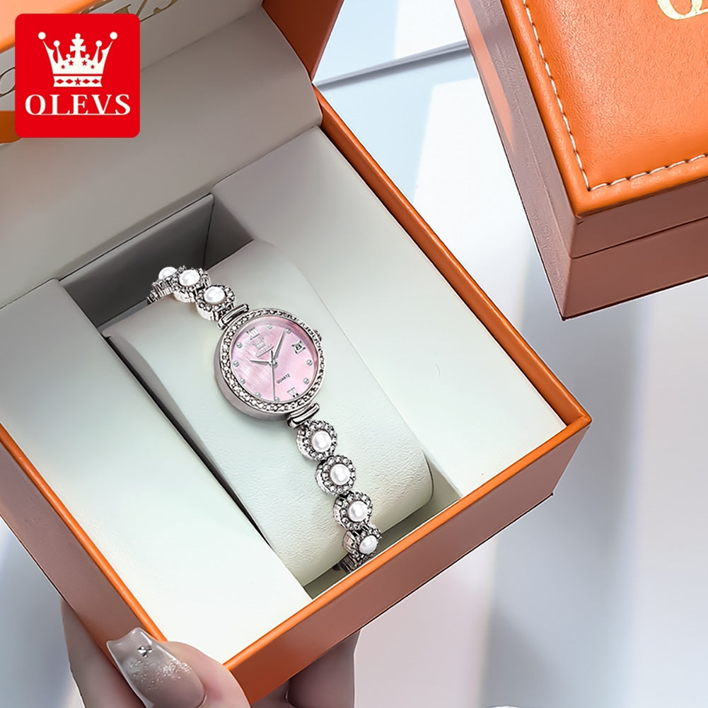OLEVS 5635 Date Beauty Wristwatch Ladies Luxury Women Diamonds Watches Elegant Stainless Steel Strap Luminous Waterproof Watch