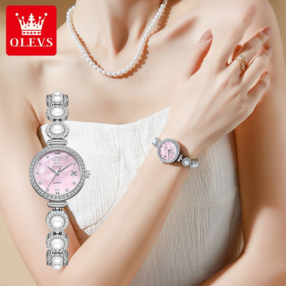 OLEVS 5635 Date Beauty Wristwatch Ladies Luxury Women Diamonds Watches Elegant Stainless Steel Strap Luminous Waterproof Watch
