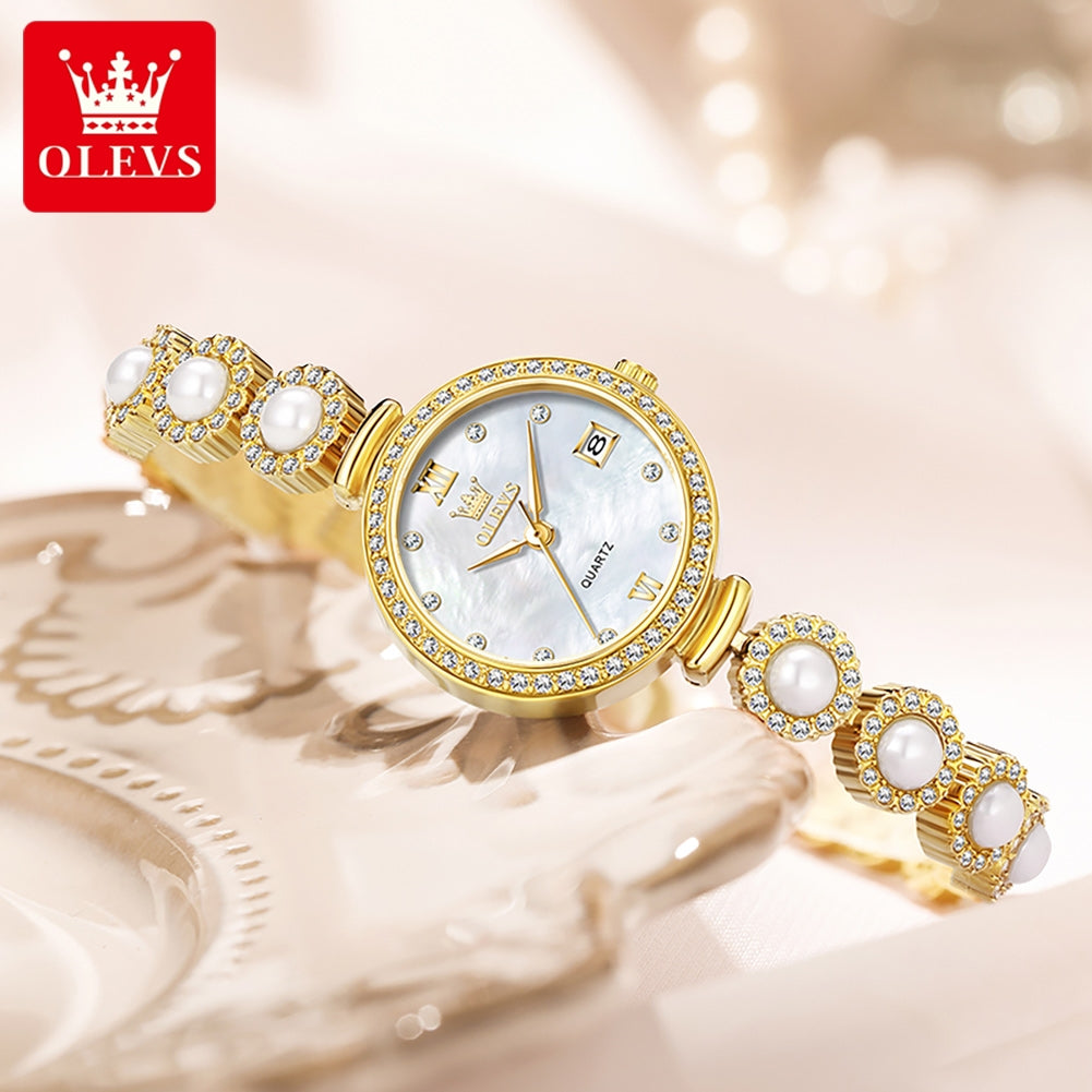 OLEVS 5635 Date Beauty Wristwatch Ladies Luxury Women Diamonds Watches Elegant Stainless Steel Strap Luminous Waterproof Watch