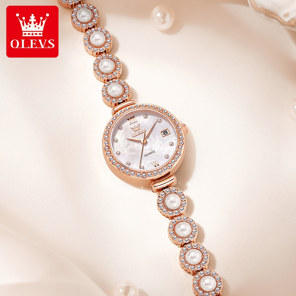 OLEVS 5635 Date Beauty Wristwatch Ladies Luxury Women Diamonds Watches Elegant Stainless Steel Strap Luminous Waterproof Watch