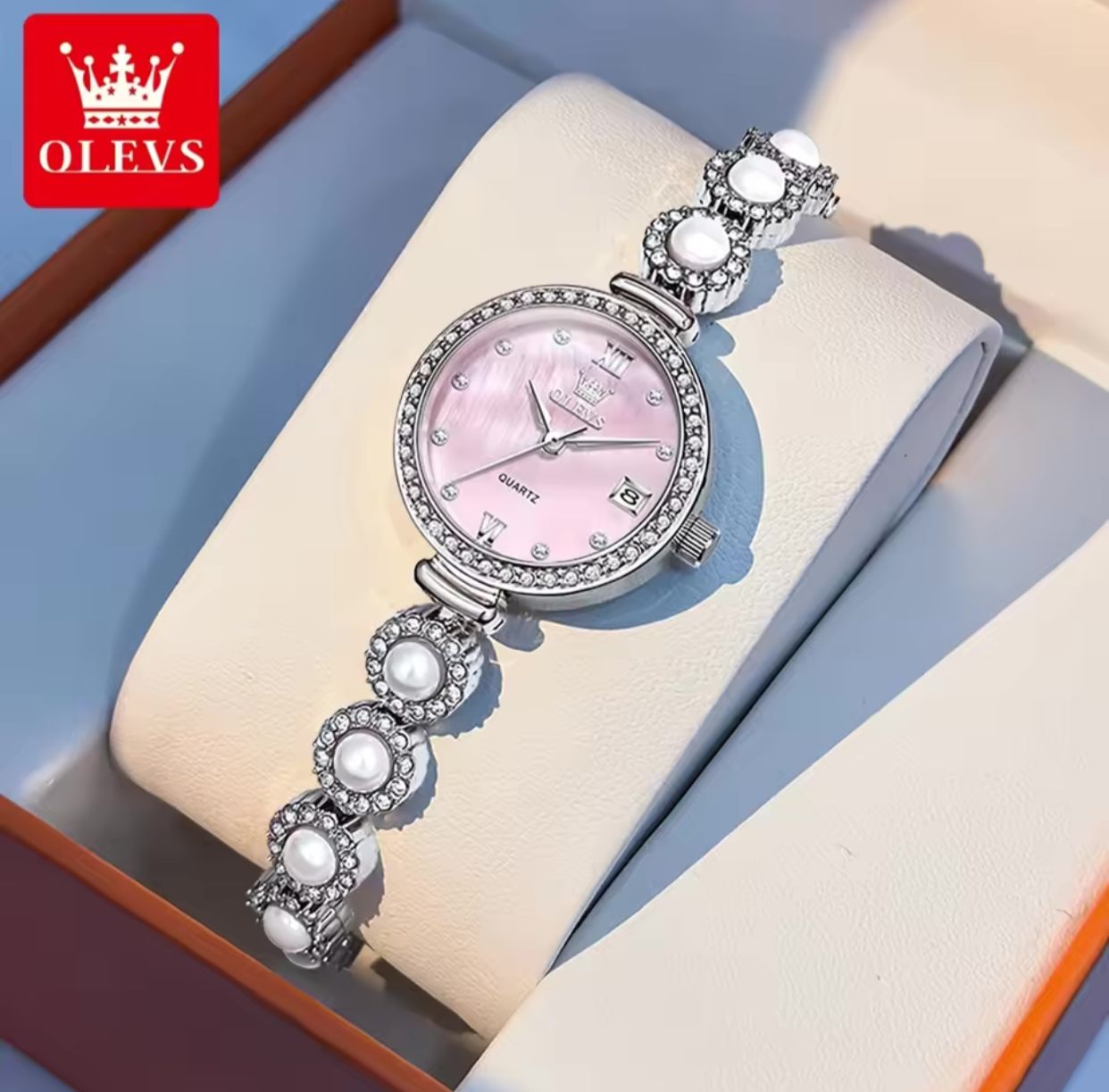 OLEVS 5635 Date Beauty Wristwatch Ladies Luxury Women Diamonds Watches Elegant Stainless Steel Strap Luminous Waterproof Watch