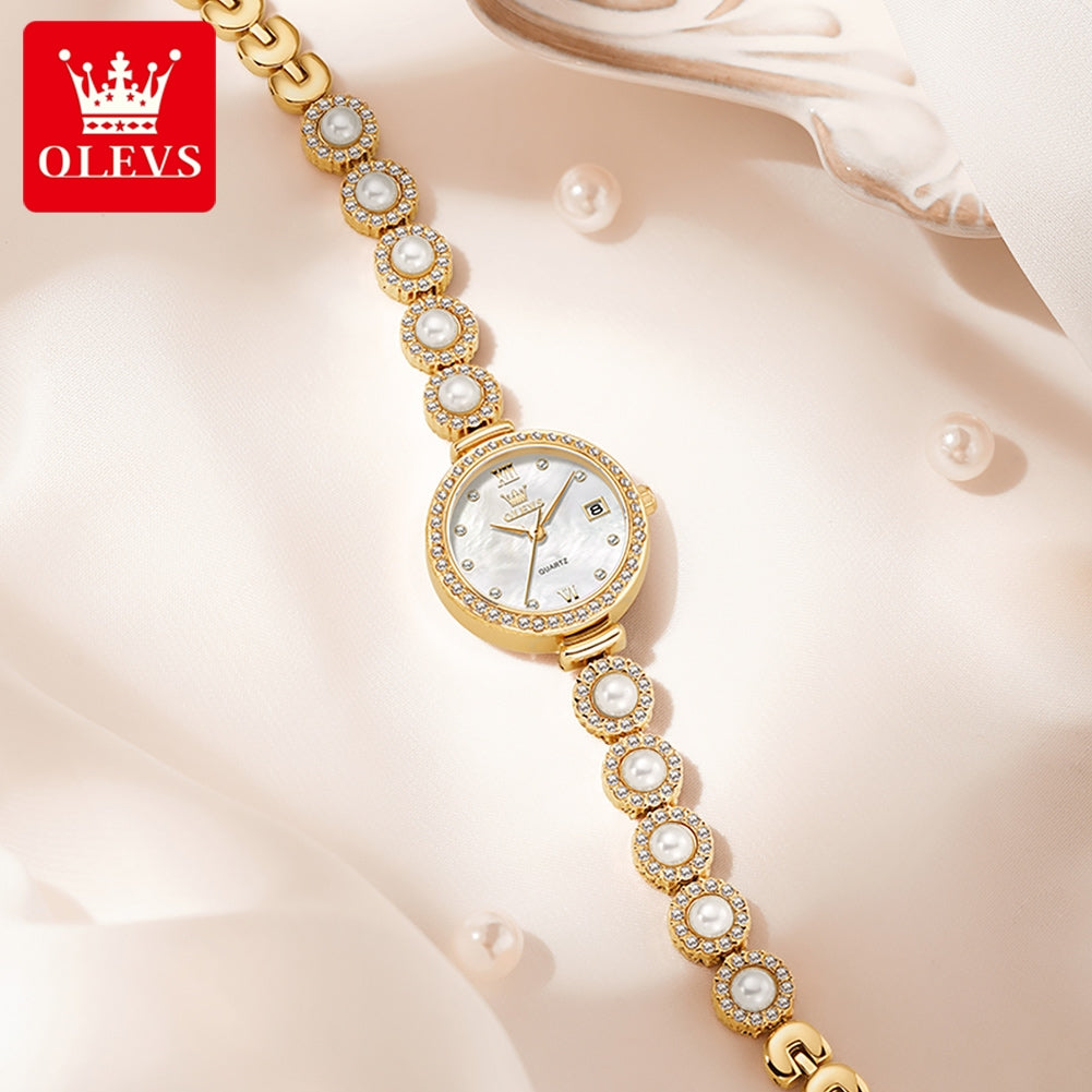 OLEVS 5635 Date Beauty Wristwatch Ladies Luxury Women Diamonds Watches Elegant Stainless Steel Strap Luminous Waterproof Watch