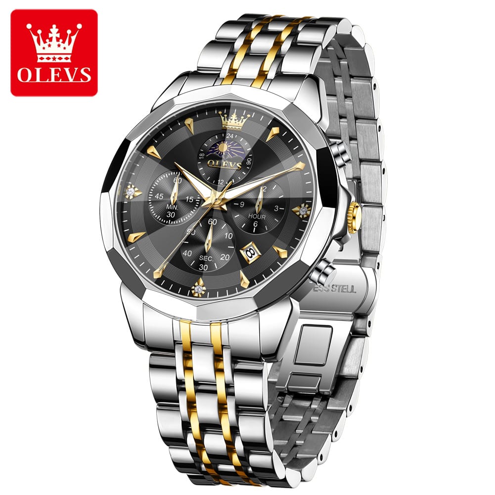 OLEVS 3673 Chronograph Quartz Stainless Steel Waterproof Date Week Fashion Classic Wrist Watches Luxury OLEVS New Men's Watches