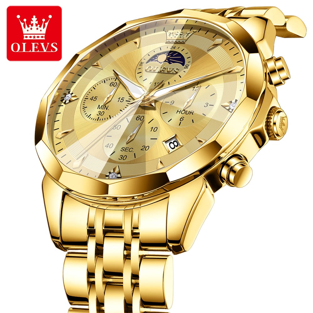 OLEVS 3673 Chronograph Quartz Stainless Steel Waterproof Date Week Fashion Classic Wrist Watches Luxury OLEVS New Men's Watches