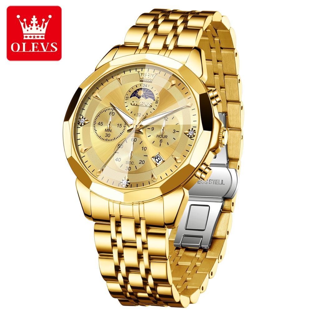 OLEVS 3673 Chronograph Quartz Stainless Steel Waterproof Date Week Fashion Classic Wrist Watches Luxury OLEVS New Men's Watches