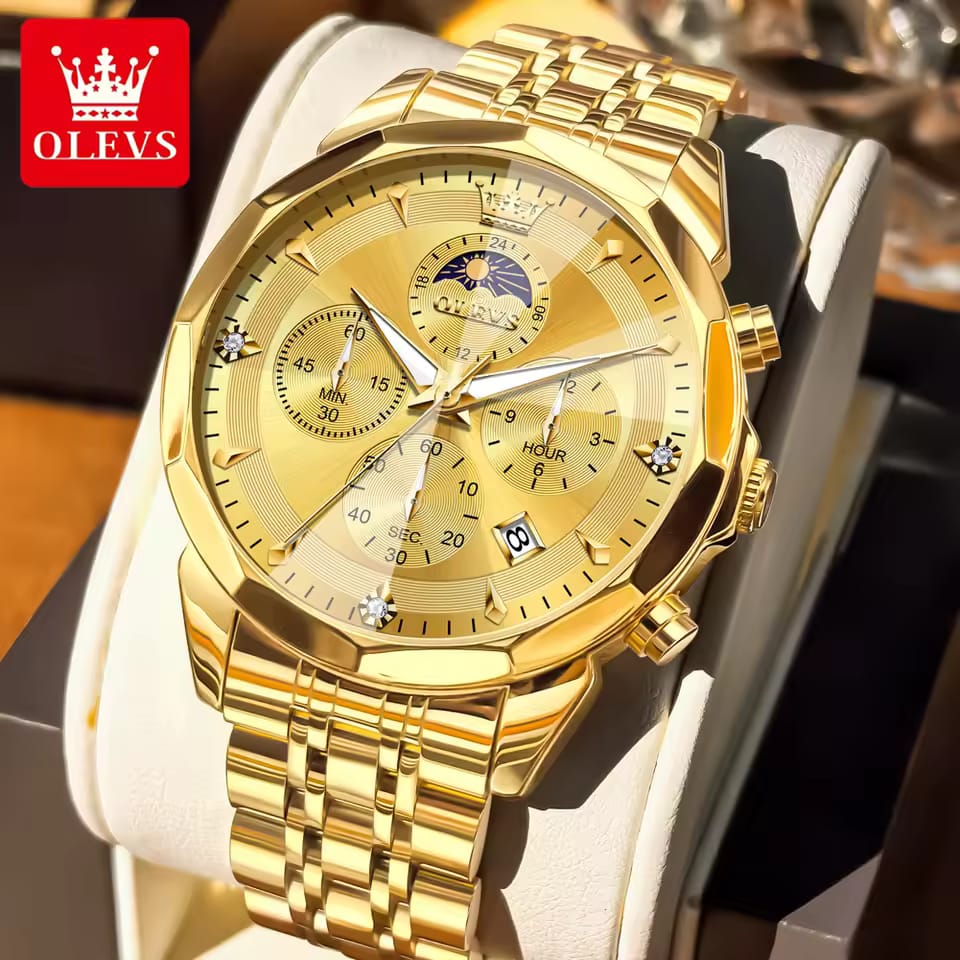 OLEVS 3673 Chronograph Quartz Stainless Steel Waterproof Date Week Fashion Classic Wrist Watches Luxury OLEVS New Men's Watches