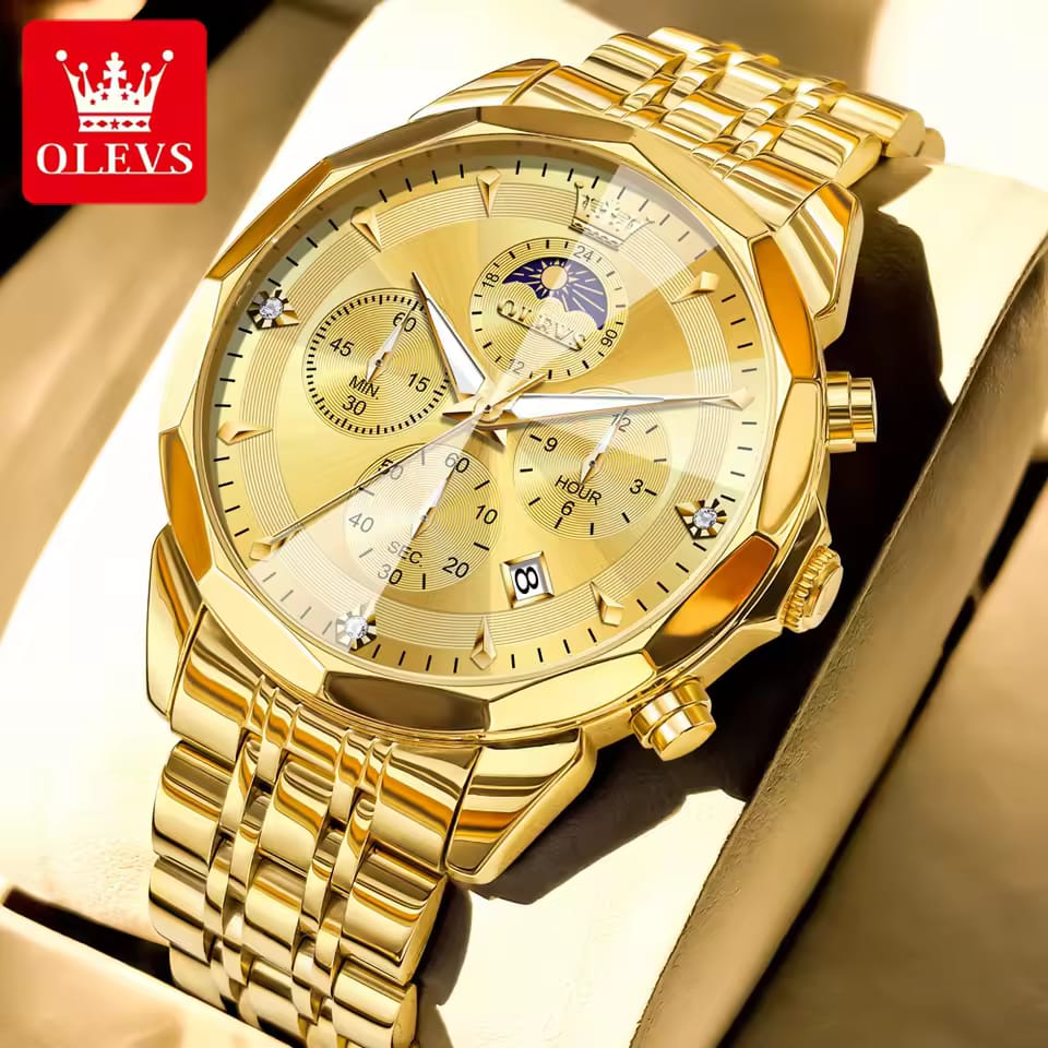 OLEVS 3673 Chronograph Quartz Stainless Steel Waterproof Date Week Fashion Classic Wrist Watches Luxury OLEVS New Men's Watches
