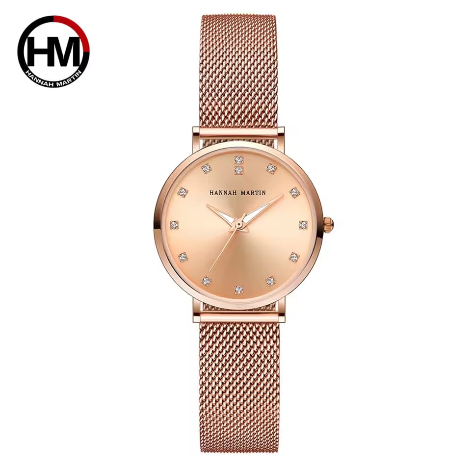 Hannah martin CZ32HTrending Rose Gold Women Hour Stylish Steel Band Waterproof Analog Display Concise Casual Hand Watc