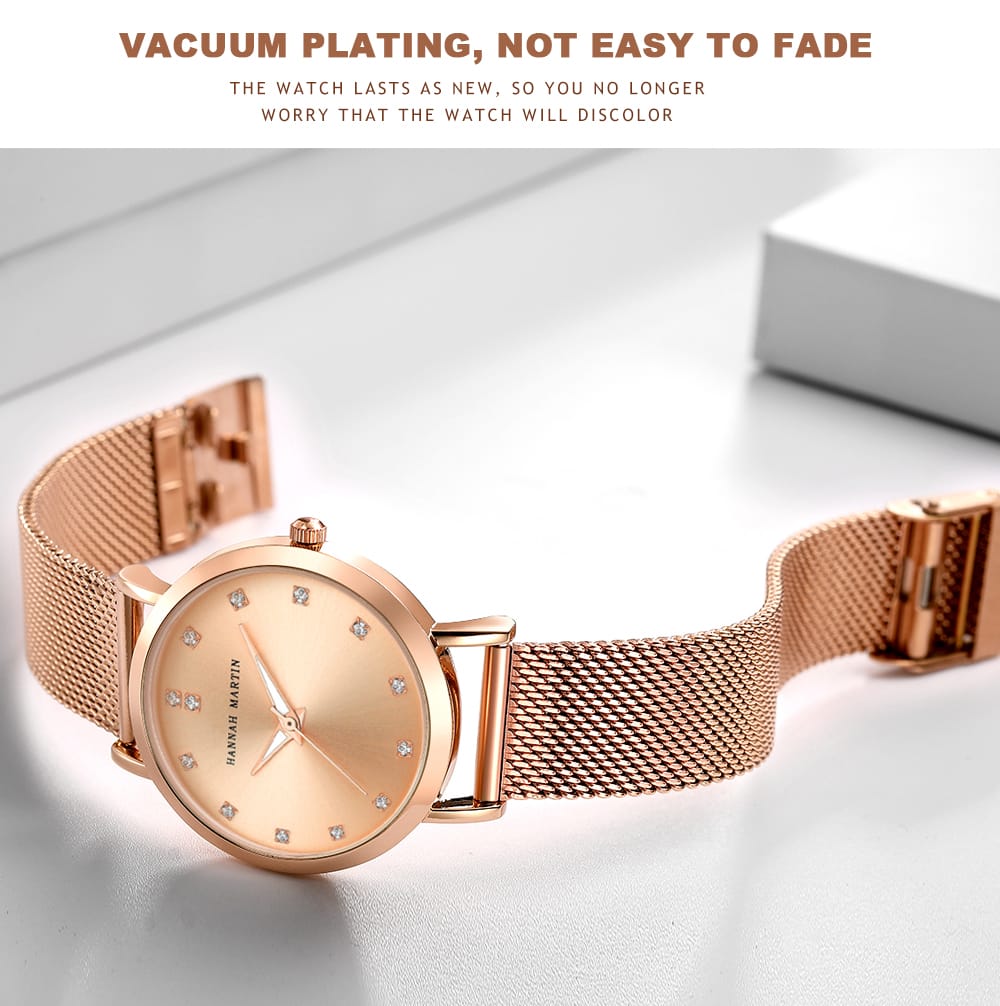 Hannah martin CZ32HTrending Rose Gold Women Hour Stylish Steel Band Waterproof Analog Display Concise Casual Hand Watc
